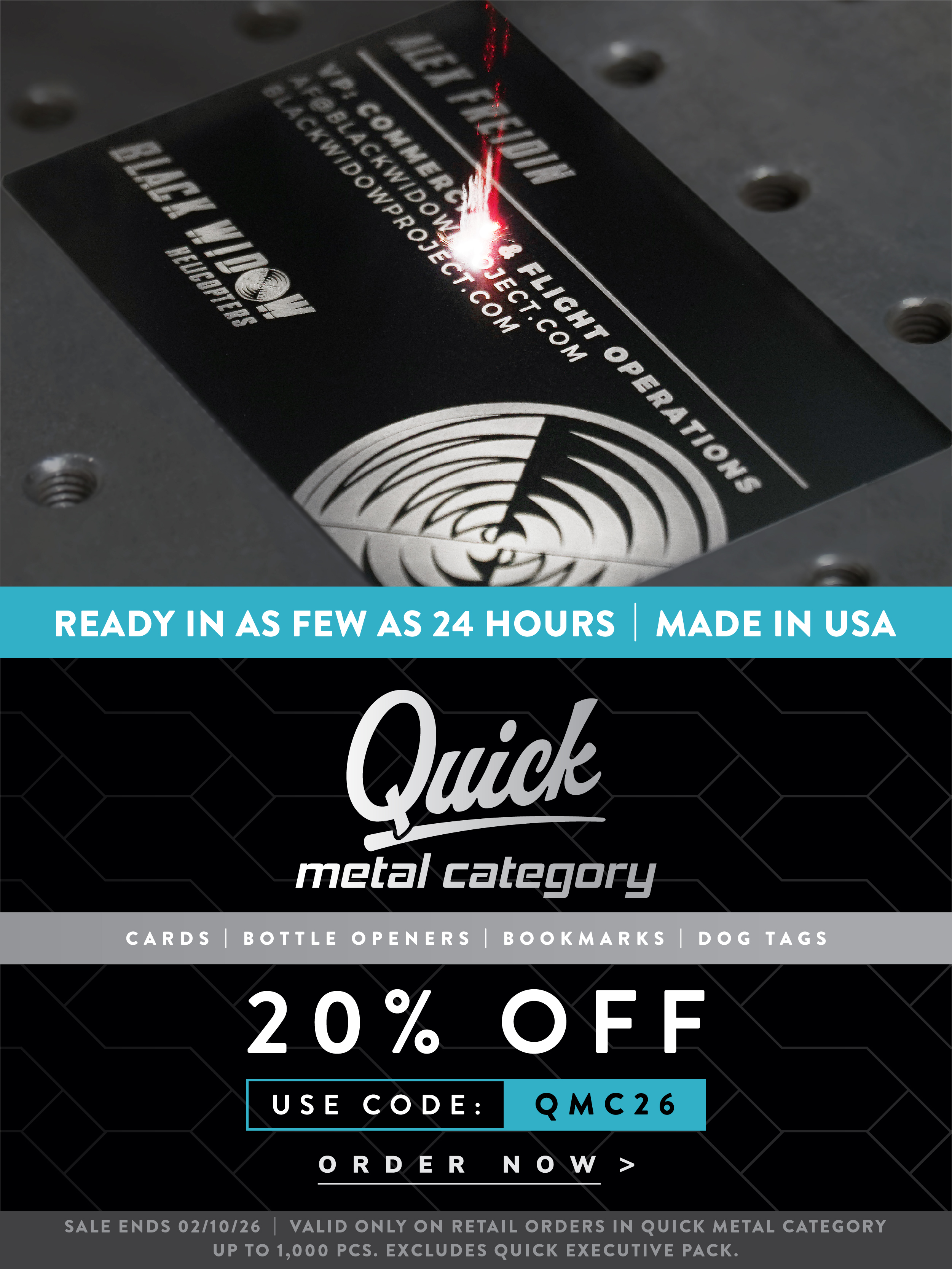 20 Percent Off Quick Metal Cards